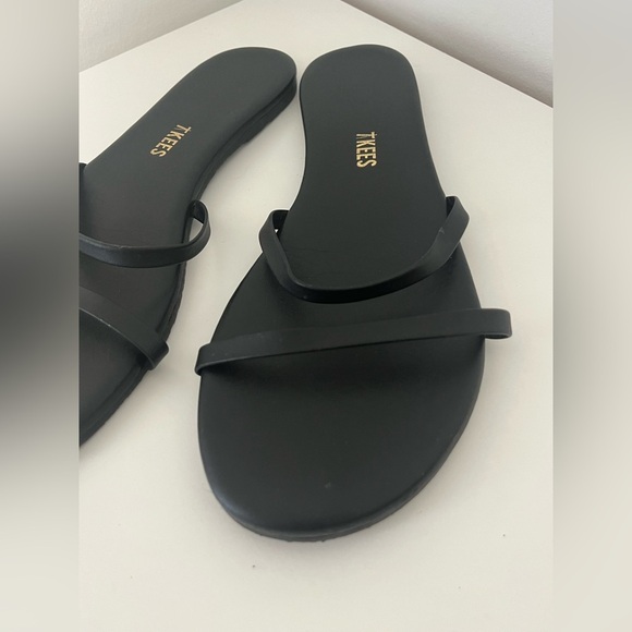 TKEES Gemma Slide Strappy Leather Sandals Black Sable - Picture 4 of 5